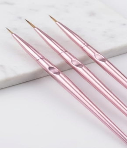 3 Pcs Rose Gold Nail Art Liner Brushes Set – Precision & Style