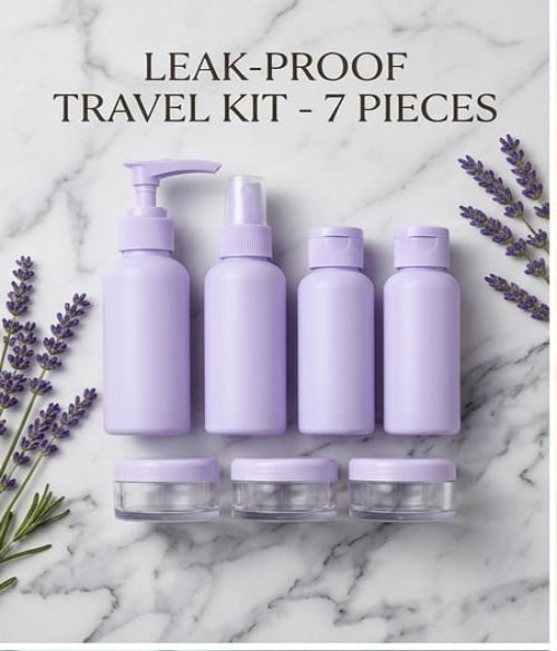 Travel Bottle Kit Set of 7 – Leak-Proof Refillable Essentials