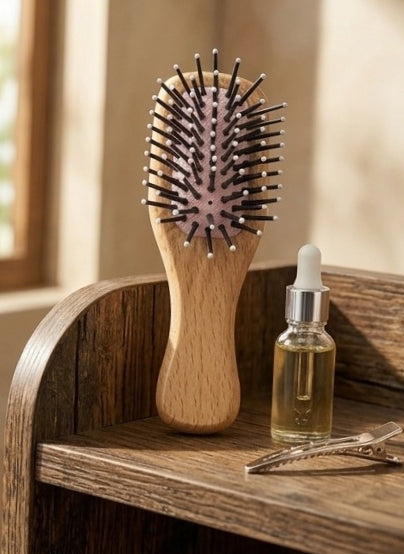 Mini Pocket Detangler Hair Brush – Small Travel Wooden Comb for Boys and Girls