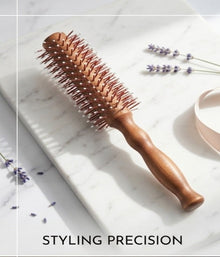 Round Brush with Wooden and Brown Colored Handle with Brown Brush Colored Head (Brown)
