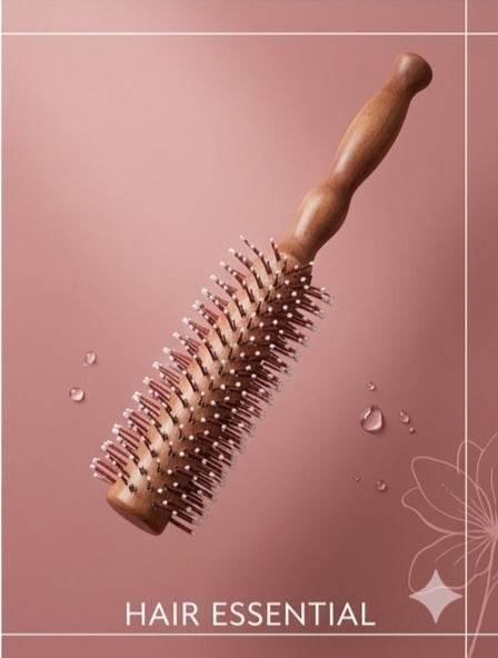 Round Brush with Wooden and Brown Colored Handle with Brown Brush Colored Head (Brown)