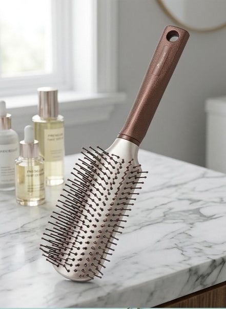 Flat Hair Brush with Flexible & Strong Ball Tip Nylon Bristles