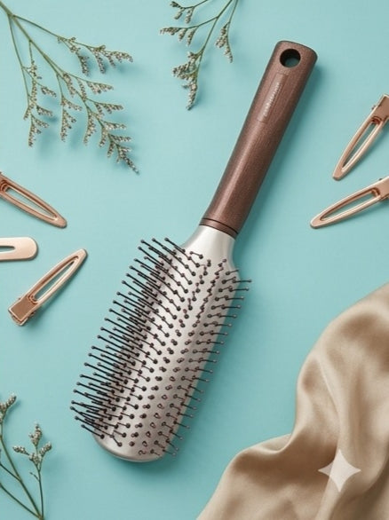 Flat Hair Brush with Flexible & Strong Ball Tip Nylon Bristles