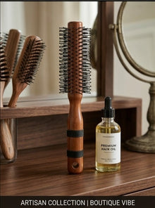 Maple Wood Anti-Static Round Hair Brush for Men & Women