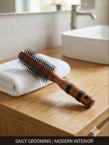 Maple Wood Anti-Static Round Hair Brush for Men & Women