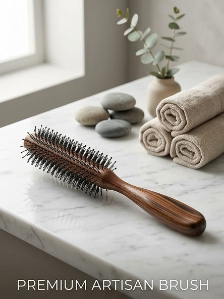 Travel-Size Wooden Roller Hair Brush