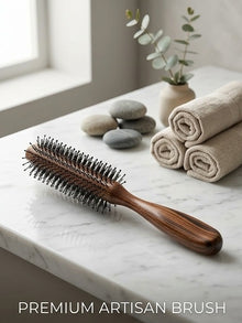 Travel-Size Wooden Roller Hair Brush