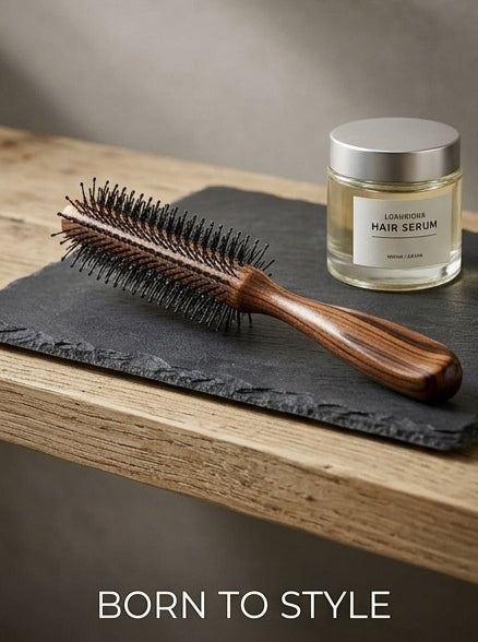 Travel-Size Wooden Roller Hair Brush