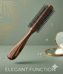Travel-Size Wooden Roller Hair Brush
