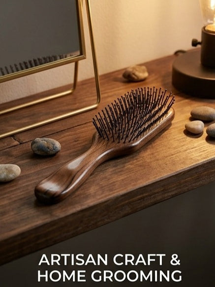 Wooden Flat Hair Brush for Men & Women