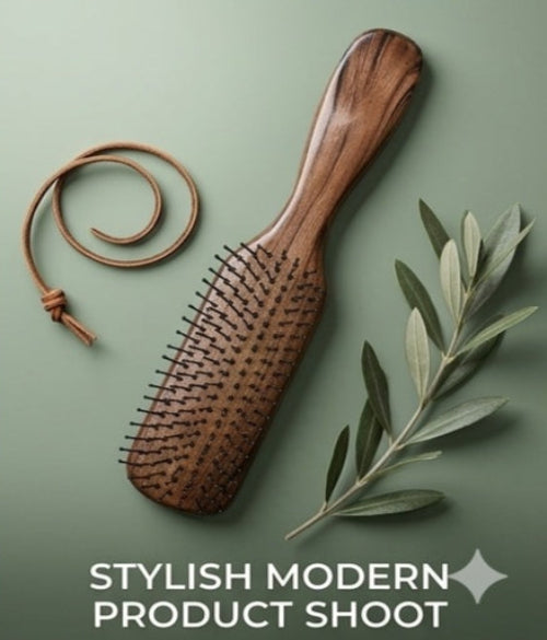 Wooden Flat Hair Brush for Men & Women