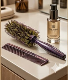 Round Hair Brush with Natural Boar and Nylon Bristles