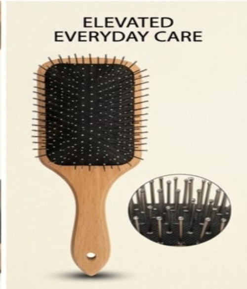 Wooden Paddle Hair Brush with Ball Tip Bristles