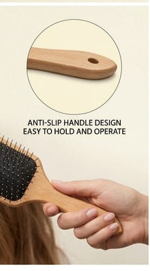 Wooden Paddle Hair Brush with Ball Tip Bristles