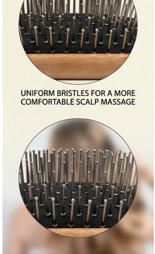 Wooden Paddle Hair Brush with Ball Tip Bristles