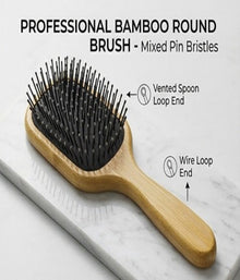 Wood Hair Brush-Paddle Hair brush with Metal Pin Bristles-Wooden Brush for Hair