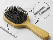 Wood Hair Brush-Paddle Hair brush with Metal Pin Bristles-Wooden Brush for Hair