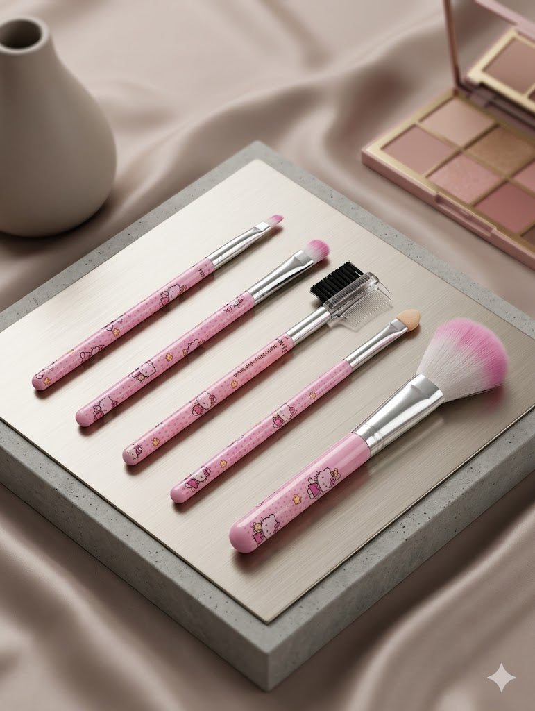 Face &  Eyes Makeup Brush Set  Pack of 5 Pcs
