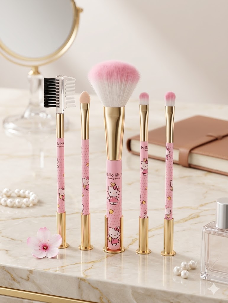 Face &  Eyes Makeup Brush Set  Pack of 5 Pcs