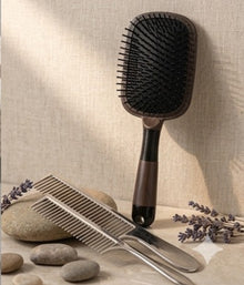 Wooden Cushion Hair Brush with Bamboo Pins