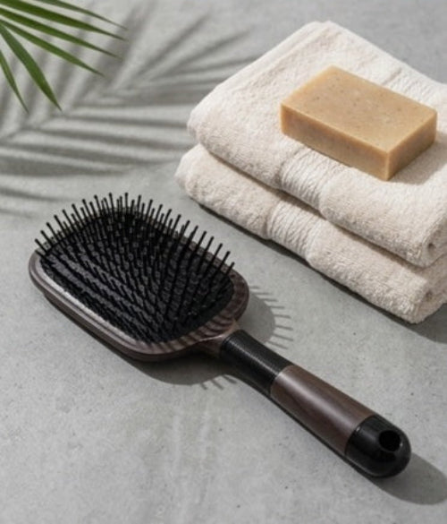 Wooden Cushion Hair Brush with Bamboo Pins