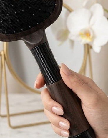 Wooden Cushion Hair Brush with Bamboo Pins