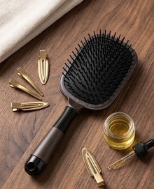 Wooden Cushion Hair Brush with Bamboo Pins