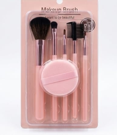 KELI Makeup Brush Set of 5 with Powder Puff