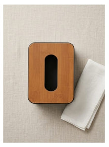 Tissue Storage Box with Square Shape Wooden Cover Plastic Tissue Box Holder.