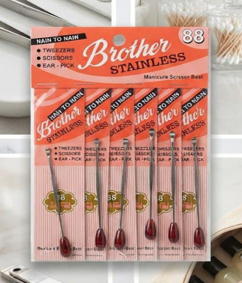 Brother Stainless Tweezers &  Ear Scissors Set of 6 – Professional Grooming Kit