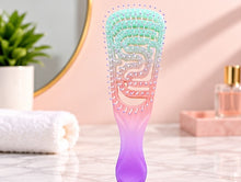 Pastel Ombre Flex Detangling Brush – Ergonomic Curved Vented Hairbrush for Scalp Care & Quick Styling
