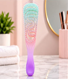 Pastel Ombre Flex Detangling Brush – Ergonomic Curved Vented Hairbrush for Scalp Care & Quick Styling