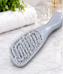 Premium Glitter Silver Detangling Hair Brush with Flexible Bristles, Ventilated Design & Ergonomic Handle for All Hair Types