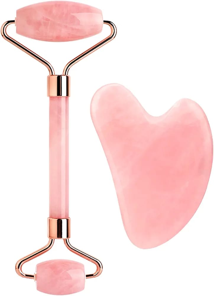 Jade Roller &  Gua Sha Set – Natural Rose Jade