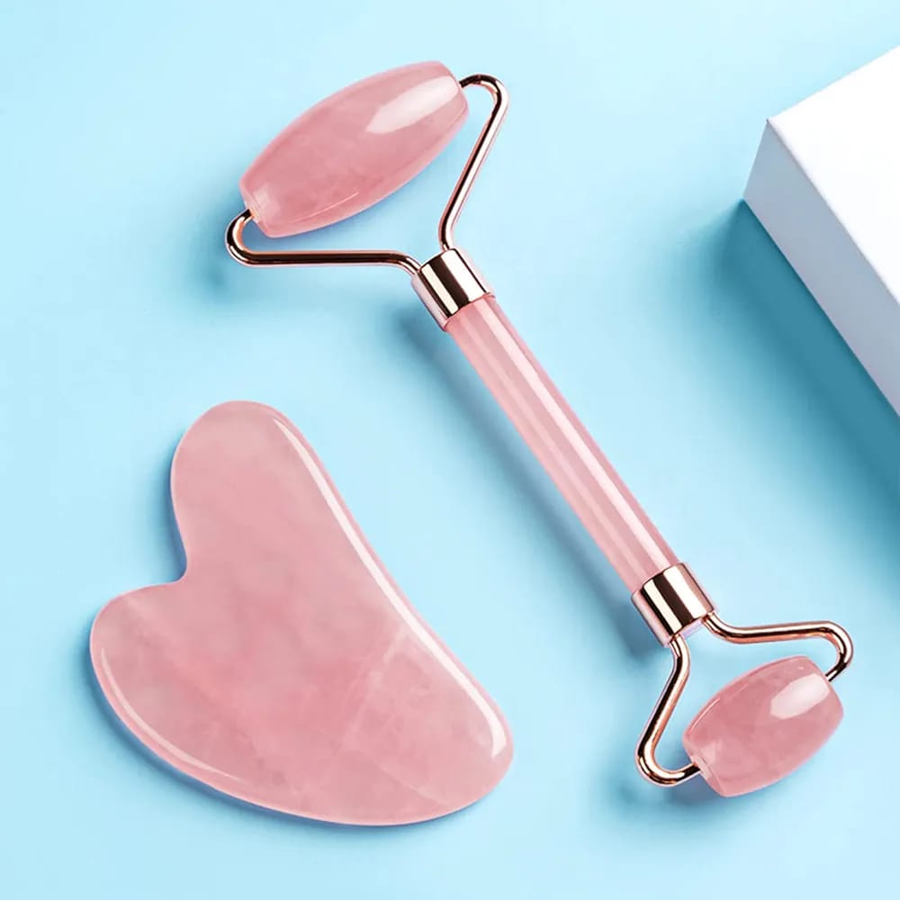 Jade Roller &  Gua Sha Set – Natural Rose Jade
