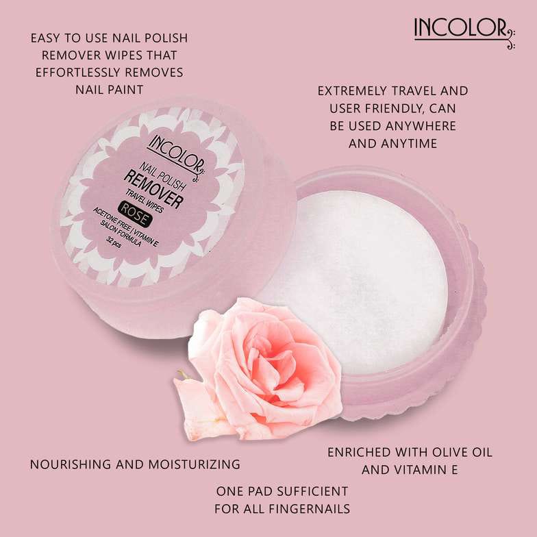 INCOLOR NAIL POLISH REMOVER TRAVEL WIPES PACK OF 6 PCS