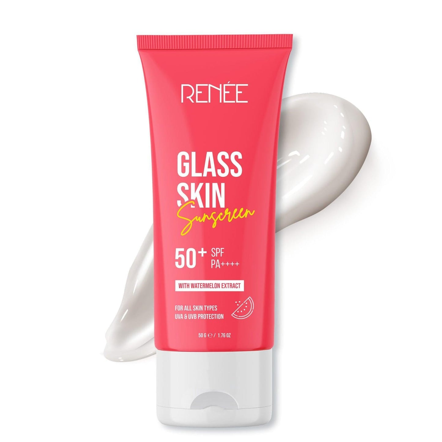 RENEE Glass Skin Sunscreen, SPF 50+ PA++++, Watermelon Extract, All Skin Types, 50g