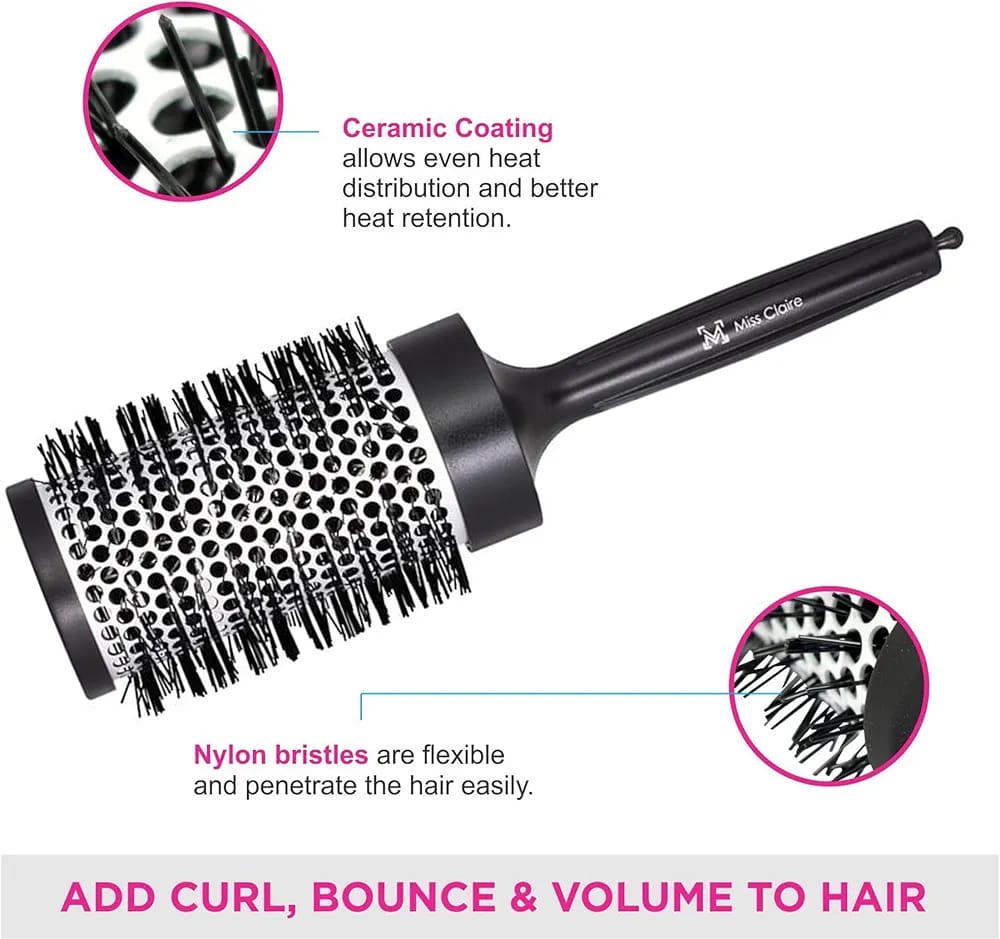 Miss Claire Round Hair Brush For Hair Styling, Curling & Straightening