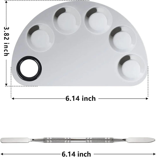 Makeup Mixing Color Plate/Pallete stainless Steel with Spatula
