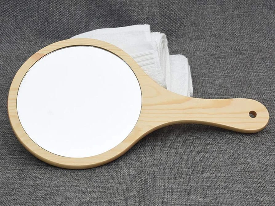 WOODEN HANDLE MIRROR SMALL SIZE (ROUND)