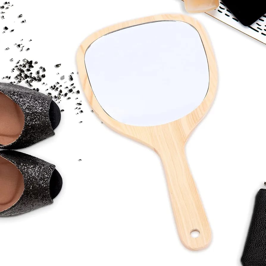 WOODEN  HANDLE MIRROR SMALL SIZE