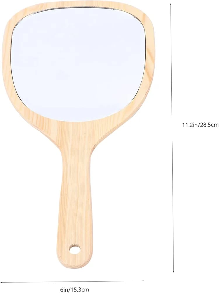 WOODEN  HANDLE MIRROR SMALL SIZE