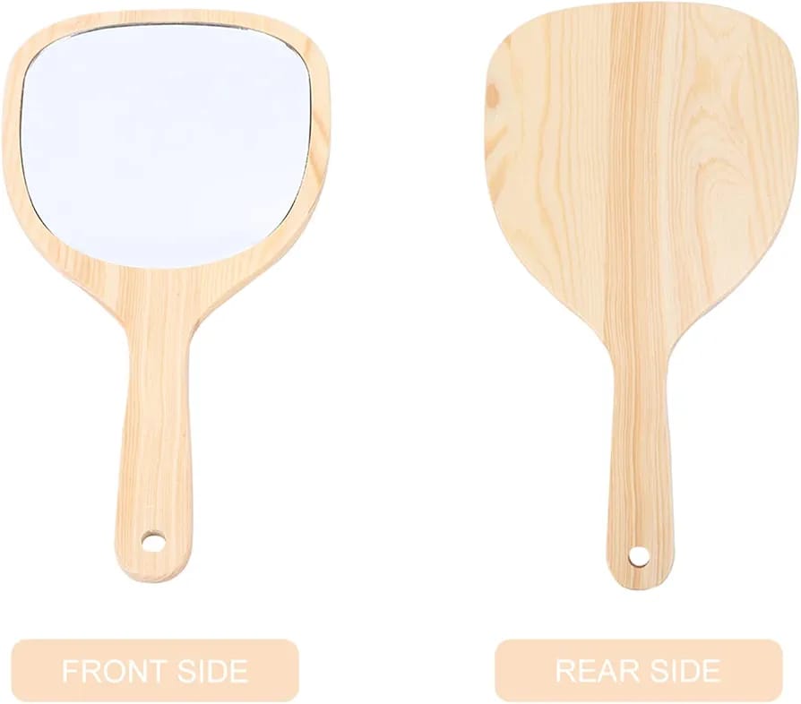 WOODEN  HANDLE MIRROR SMALL SIZE