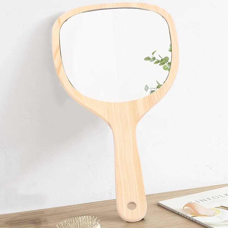 WOODEN  HANDLE MIRROR SMALL SIZE