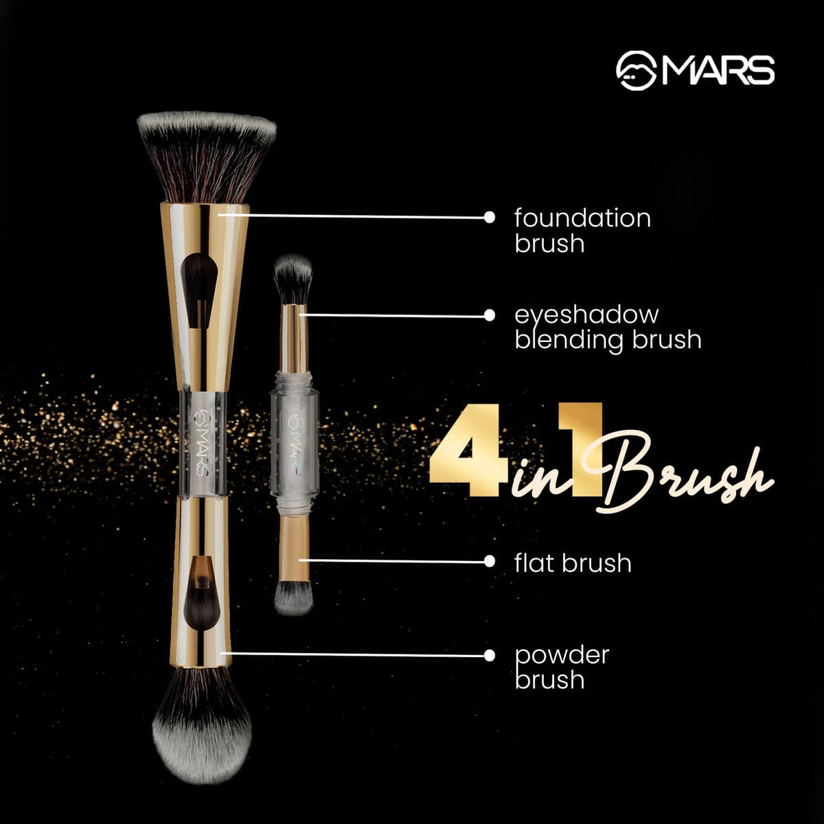 MARS 4IN1 TRAVEL BRUSH ( FOUNDATION, POWDER, EYESHADOW BRUSH )