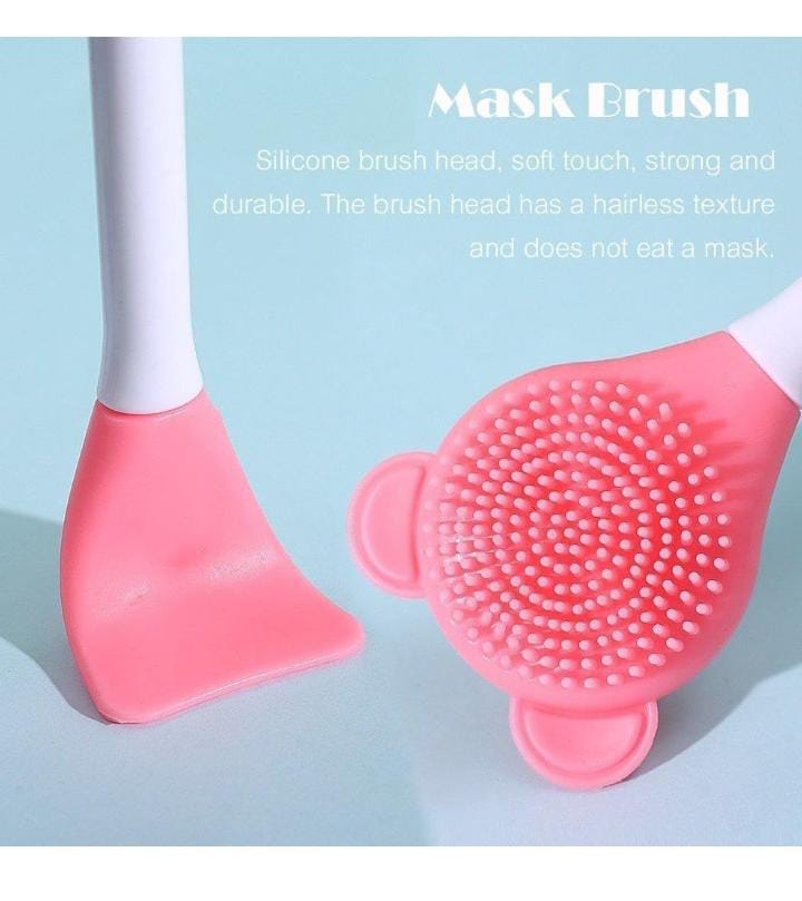 2-in-1 Soft Silicone Bear Face Cleansing Brush Hand