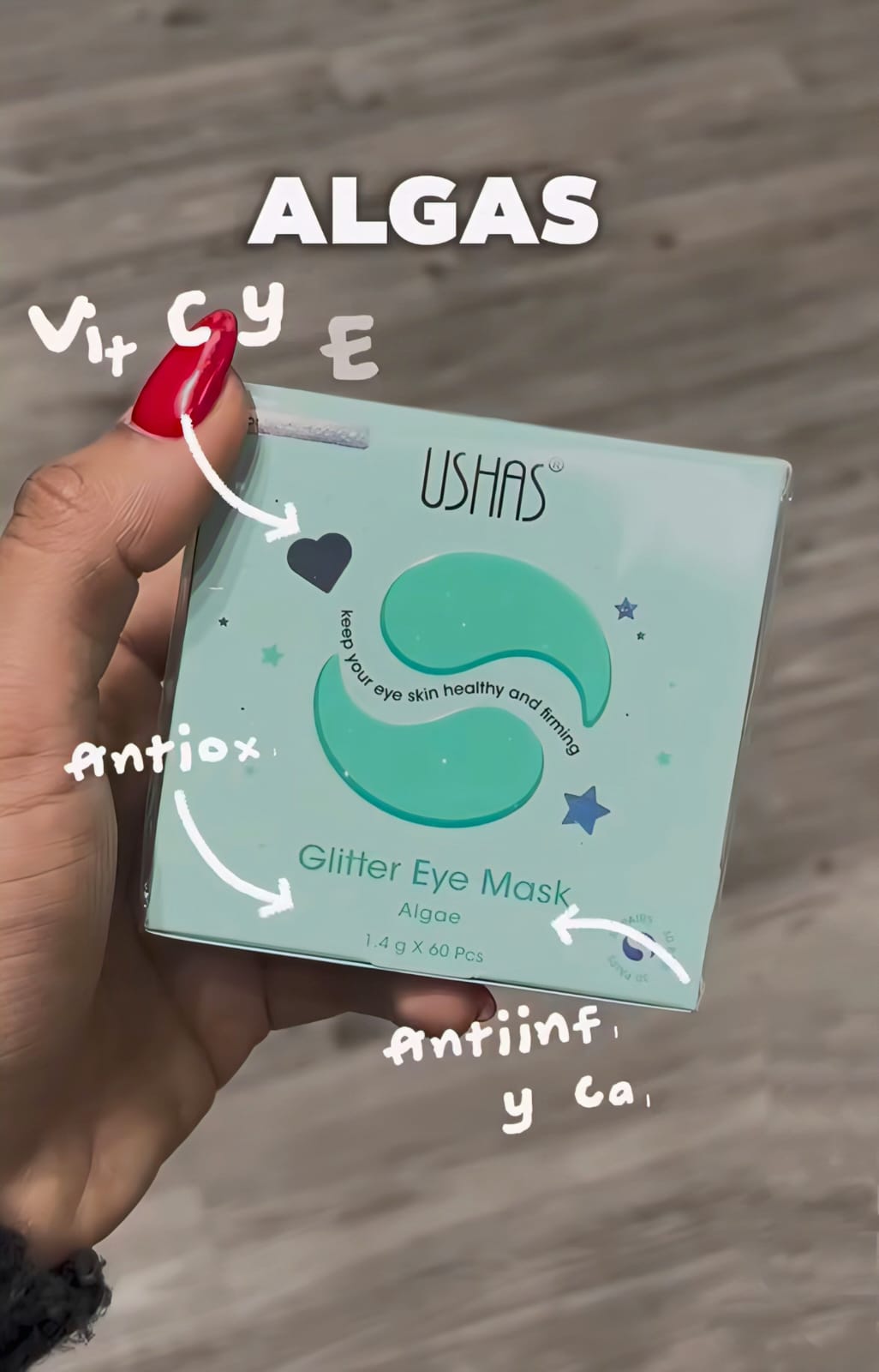Ushas Glitter Eye Mask cu Extract de Avocado