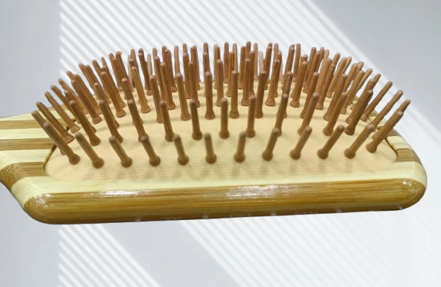 Wooden Paddle Hair Brush with Bamboo Bristles