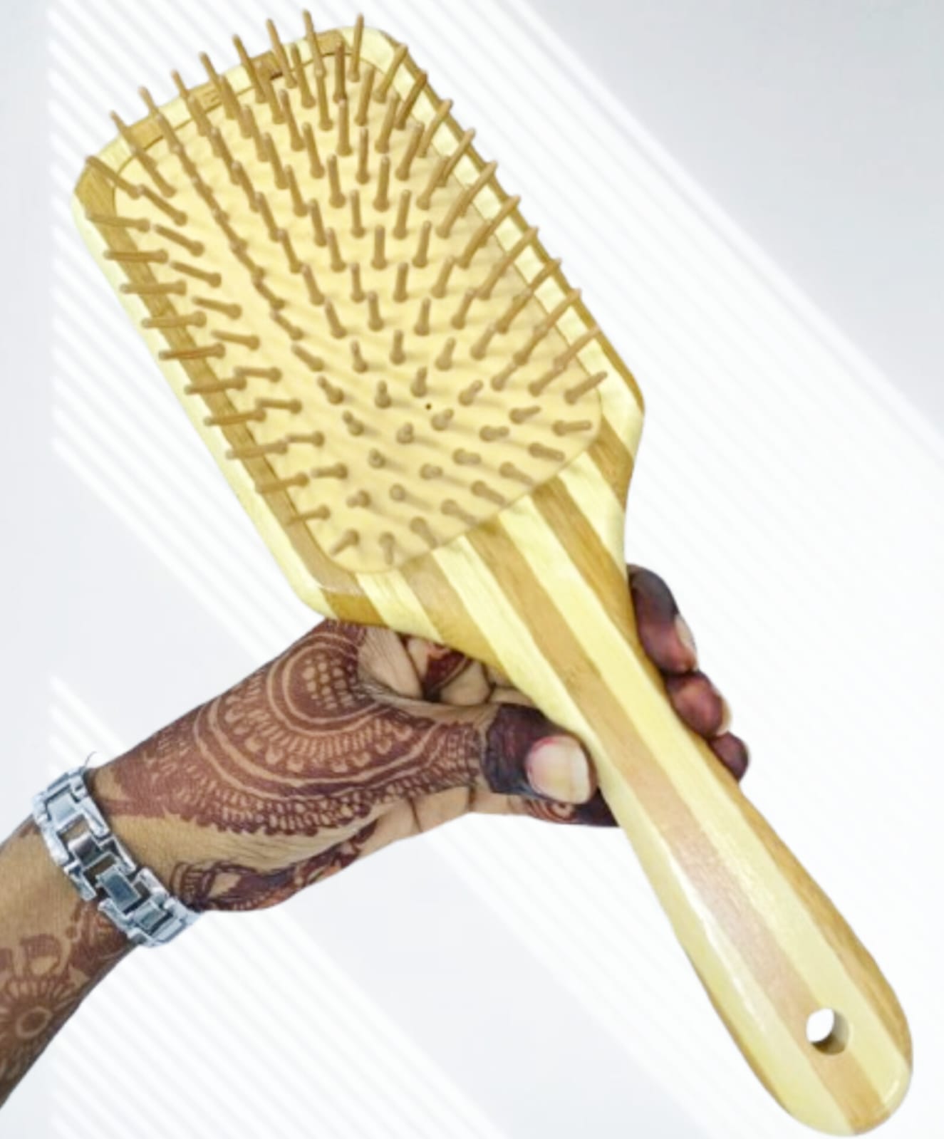 Wooden Paddle Hair Brush with Bamboo Bristles