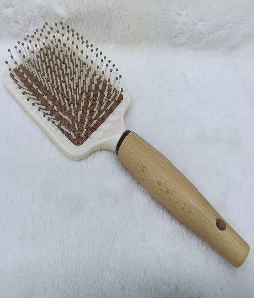 Brown &  White Nylon Bristle Paddle Hair Brush – Smooth, Stylish & Gentle